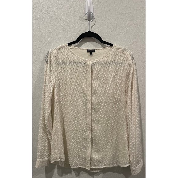 TALBOTS Ivory Textured Hidden Button Long Sleeve Blouse - Picture 1 of 3